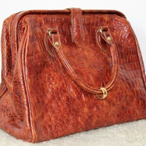 Alligator Handbag Satchel-The Original T. Cappelli Plano TX Vintage 1940-50s era
